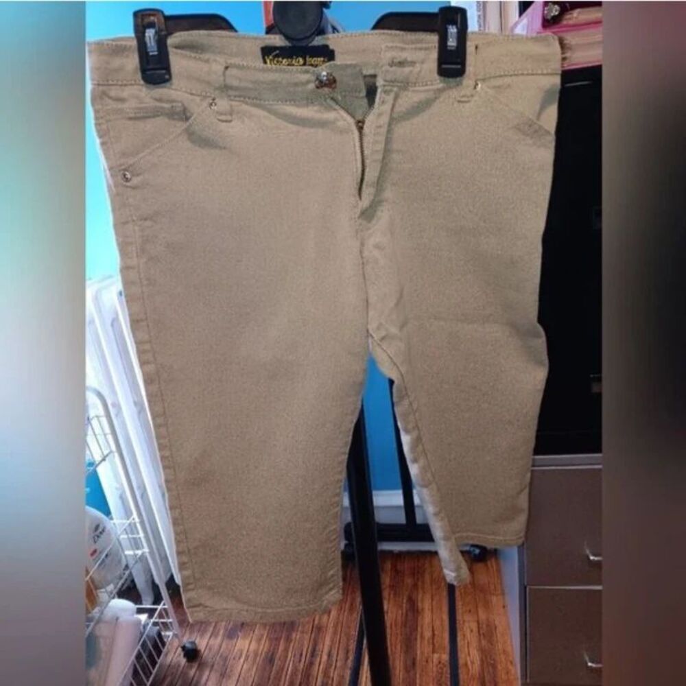 Vintage 90s Victoria Jeans Beige Chino Bermuda Shorts Mid Rise Size 10